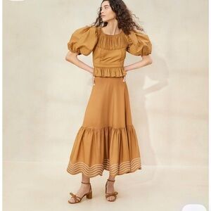 LOEFFLER RANDALL “Opal” Ruffle-Hem Skirt in Brown | Size 2 | NWOT